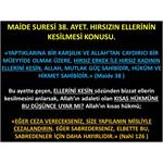 Maide Suresi 38. Ayet. Hırsızın Ellerinin Kesilmesi Konusu.